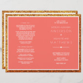 Coral Wedding Ceremony Program Elegant (Voorkant / Achterkant)