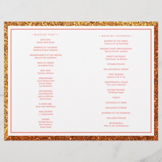 Coral Wedding Ceremony Program Elegant (Achterkant)
