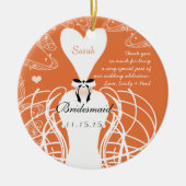 Coral Wedding Gown Bridesmaid Weddenschap Kerstmis Keramisch Ornament (Voorkant)