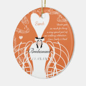 Coral Wedding Gown Bridesmaid Weddenschap Kerstmis Keramisch Ornament (Links)