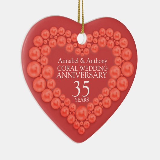 Coral Wedding Jubileum 35e hart ornament (Rechts)