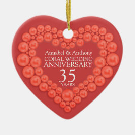 Coral Wedding Jubileum 35e hart ornament