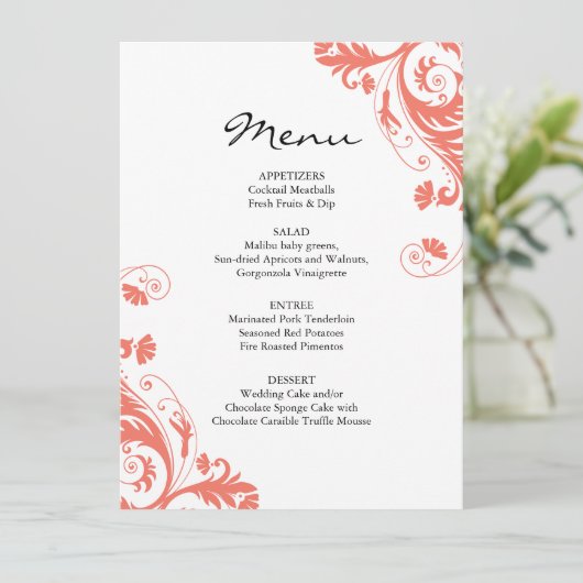 Coral Wedding Menu (Staand voorkant)