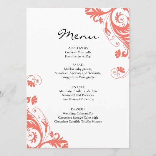 Coral Wedding Menu (Voorkant)
