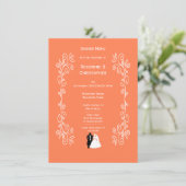Coral Wedding Menu Bruid Groom Design (Staand voorkant)