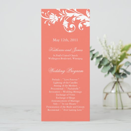 Coral Wedding-programma's Programmakaart (Staand voorkant)