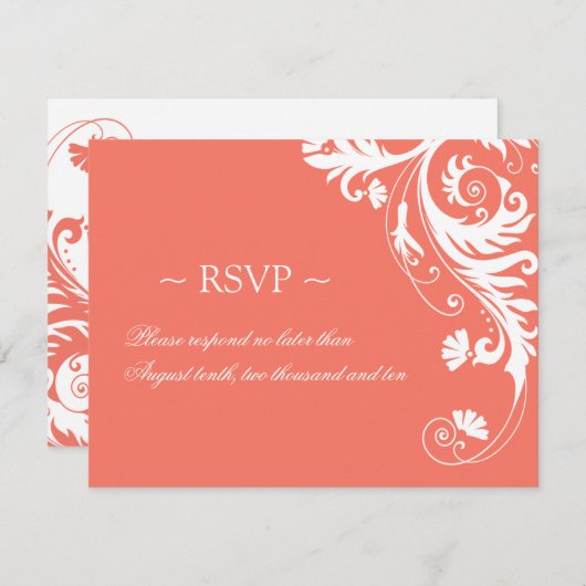 Coral Wedding Reply Cards RSVP Kaartje (Voorkant / Achterkant)