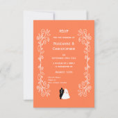 Coral Wedding RSVP Kaart Bruid Groom Design (Voorkant)