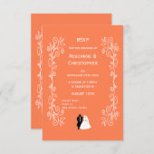 Coral Wedding RSVP Kaart Bruid Groom Design (Voorkant / Achterkant)