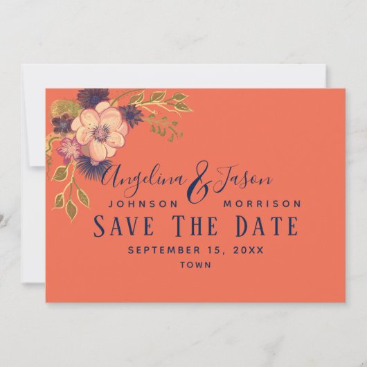 Coral Wedding Save The Date (Voorkant)