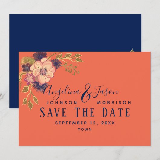 Coral Wedding Save The Date (Voorkant / Achterkant)