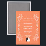 Coral Wedding Save The Date Magneet Bruid Bruidego<br><div class="desc">Koraal gekleurde bruiloft opslaan van de datum magneet zwart-wit bruid bruidegom ontwerp. U kunt deze koraalkleurige bruiloft aanpassen en de datummagneet opslaan met uw eigen trouwgegevens. Mocht u hulp nodig hebben bij het aanpassen, neem dan contact met ons op via de link op deze pagina. Zwart-wit bruid en bruidegom ontwerp...</div>