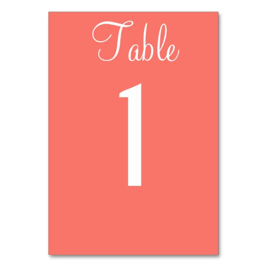 Coral Wedding Table No. Kaarten (Achterkant)