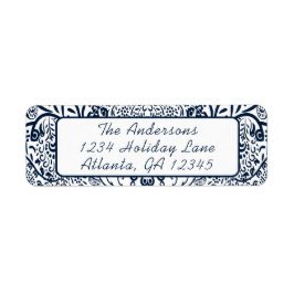 Coral Whimsical Love Bird Swirls Retouradres Etiket