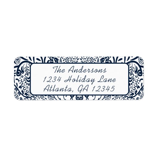 Coral Whimsical Love Bird Swirls Retouradres Etiket (Voorkant)