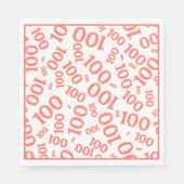 Coral/White 100 Random Number Pattern Servet (Voorkant)