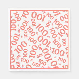 Coral/White 100 Random Number Pattern Servet