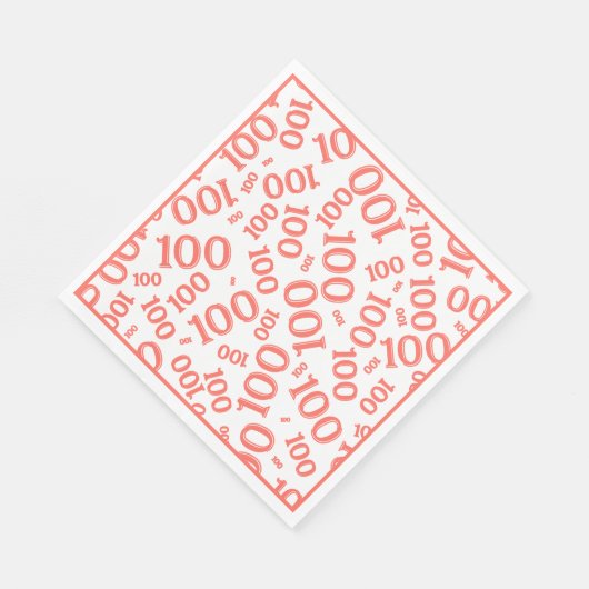 Coral/White 100 Random Number Pattern Servet (Hoek)