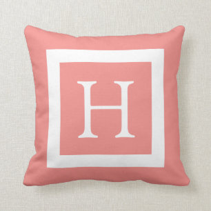 Coral White - aangepast monogram Kussen