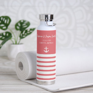 Coral White - Aangepaste bestemming bruiloft Waterfles