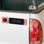 Coral White Anchors Pattern, zwart Monogram Bumpersticker (Op Truck)