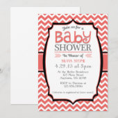 Coral White Chevron Baby shower Kaart (Voorkant / Achterkant)