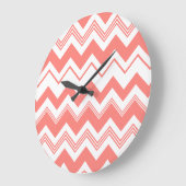 Coral White Chevron Pattern Grote Klok (Hoek)
