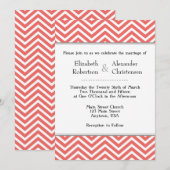 Coral White Chevron Wedding Kaart (Voorkant / Achterkant)