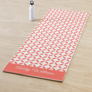 Coral White Circle Geometric Pattern Name Yogamat