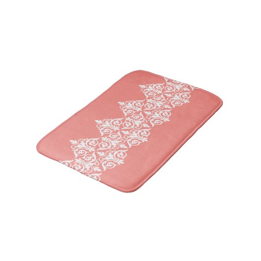Coral White  Damask Bathmat Badmat (Gekanteld)