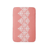 Coral White  Damask Bathmat Badmat (Voorkant Verticaal)