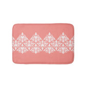 Coral White  Damask Bathmat Badmat (Voorkant)