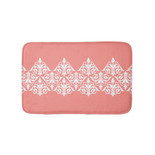 Coral White  Damask Bathmat Badmat