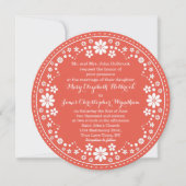 Coral White Floral Wreath Wedding Custom Kaart (Voorkant)