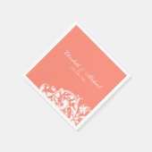 Coral White Flourish Swirl Gepersonaliseerde bruil Servetten (Hoek)