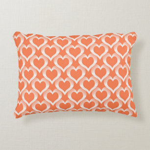 Coral White Hearts Patroon Accent Kussen