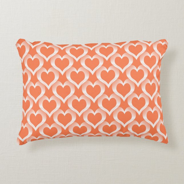 Coral White Hearts Patroon Accent Kussen (Voorkant)