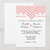 Coral White Herringbone Wedding Invitation Kaart (Voorkant / Achterkant)