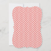 Coral White Herringbone Wedding Invitation Kaart (Achterkant)