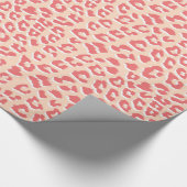 Coral White Leopard Print Cadeaupapier (Hoek)