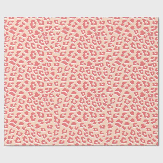 Coral White Leopard Print Cadeaupapier (Vlak)