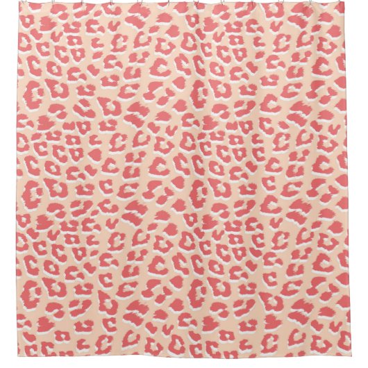 Coral White Leopard Print Douchegordijn (Voorkant)