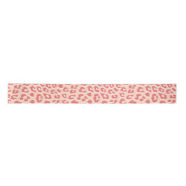 Coral White Leopard Print Satijnen Lint