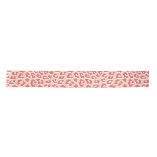 Coral White Leopard Print Satijnen Lint (Voorkant)
