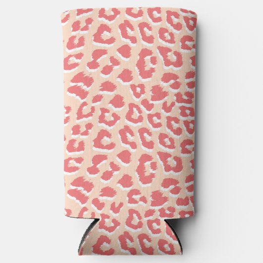 Coral White Leopard Print Seltzer Blikjeskoeler (Voorkant)