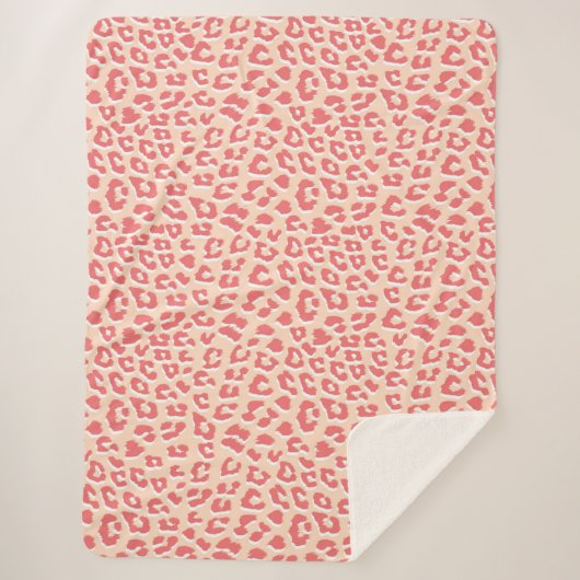 Coral White Leopard Print Sherpa Deken (Voorkant)