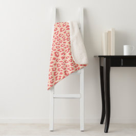 Coral White Leopard Print Sherpa Deken