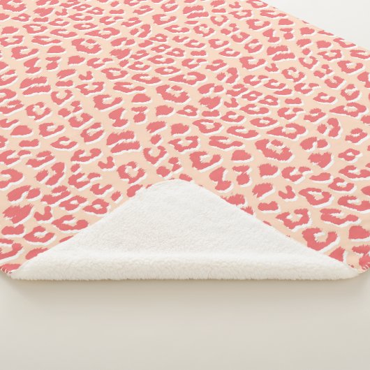 Coral White Leopard Print Sherpa Deken (3/4)