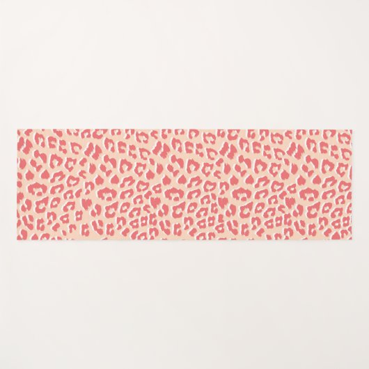 Coral White Leopard Print Yogamat (Voorkant (horizontaal))