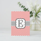 Coral White Monogram Letter E Chevron Briefkaart (Staand voorkant)